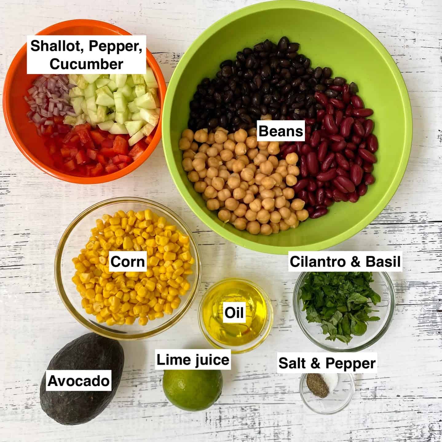 ingredients foro vegan bean salad 