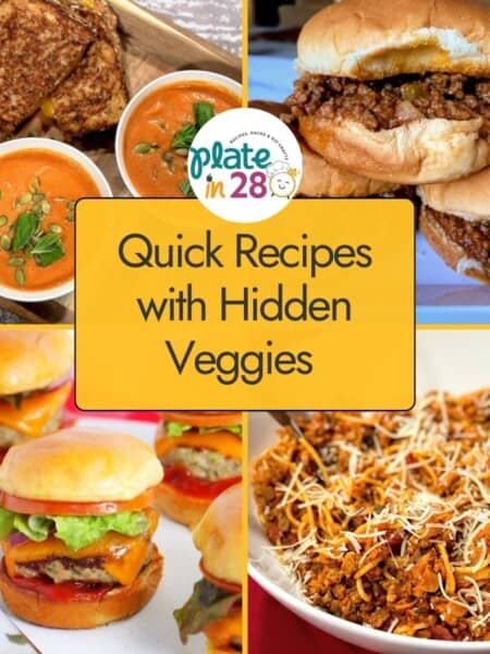 Collage of recipes made with hidden veggies