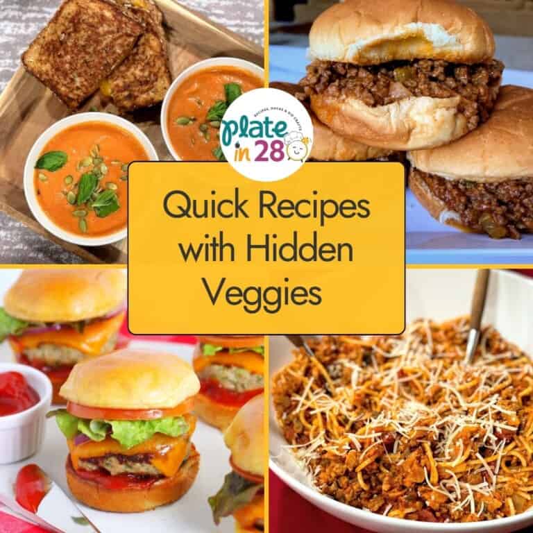 Collage of recipes made with hidden veggies