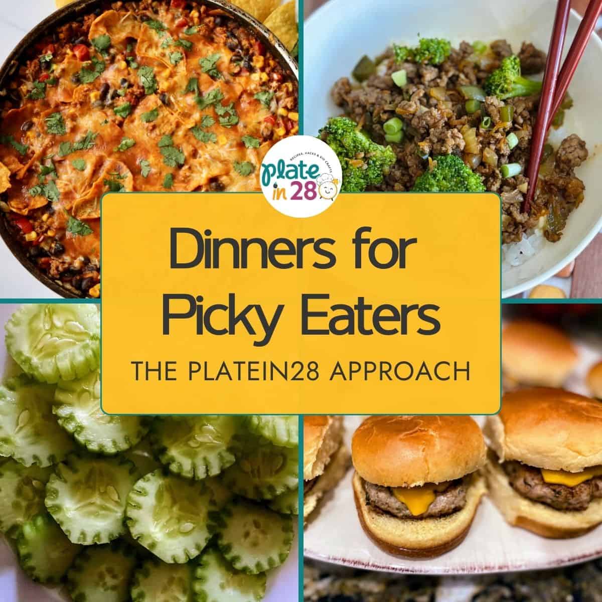Collage of dinners for picky eaters.