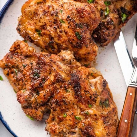 Crispy, seasoned chicken thighs cooked in the air fryer for an easy, no-oven dinner